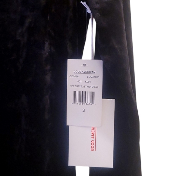 NWT Good American Side Slit Velvet Midi Dress - Picture 5 of 9